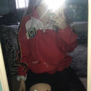 red windbreaker